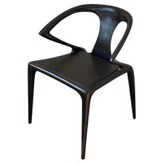 Roche Bobois Ava Armchair in Ebonized Oak & Leather Seat