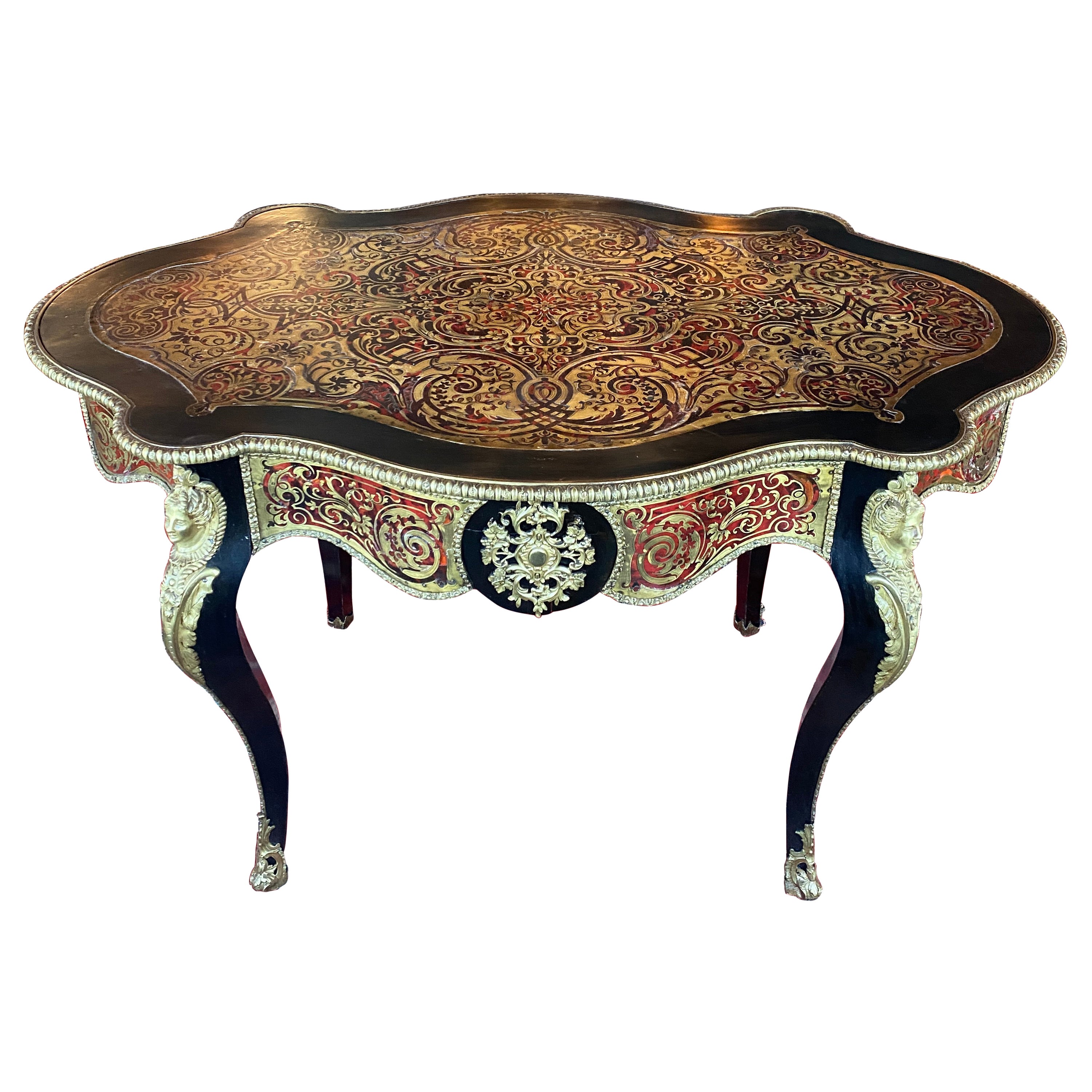Tavolo da centro francese Napoleone III Boulle del XIX secolo
