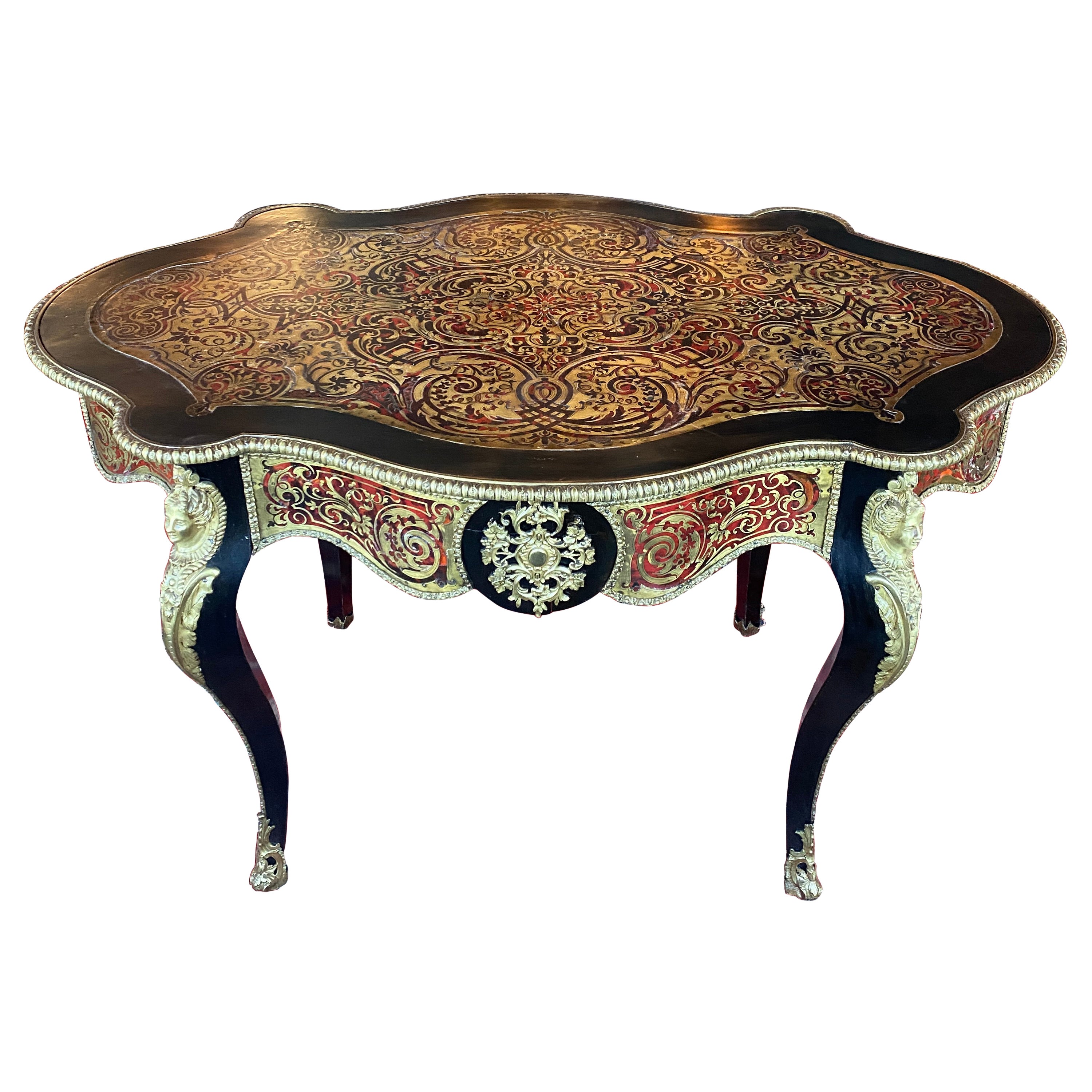 Table centrale française Napoléon III du 19ème siècle Boulle