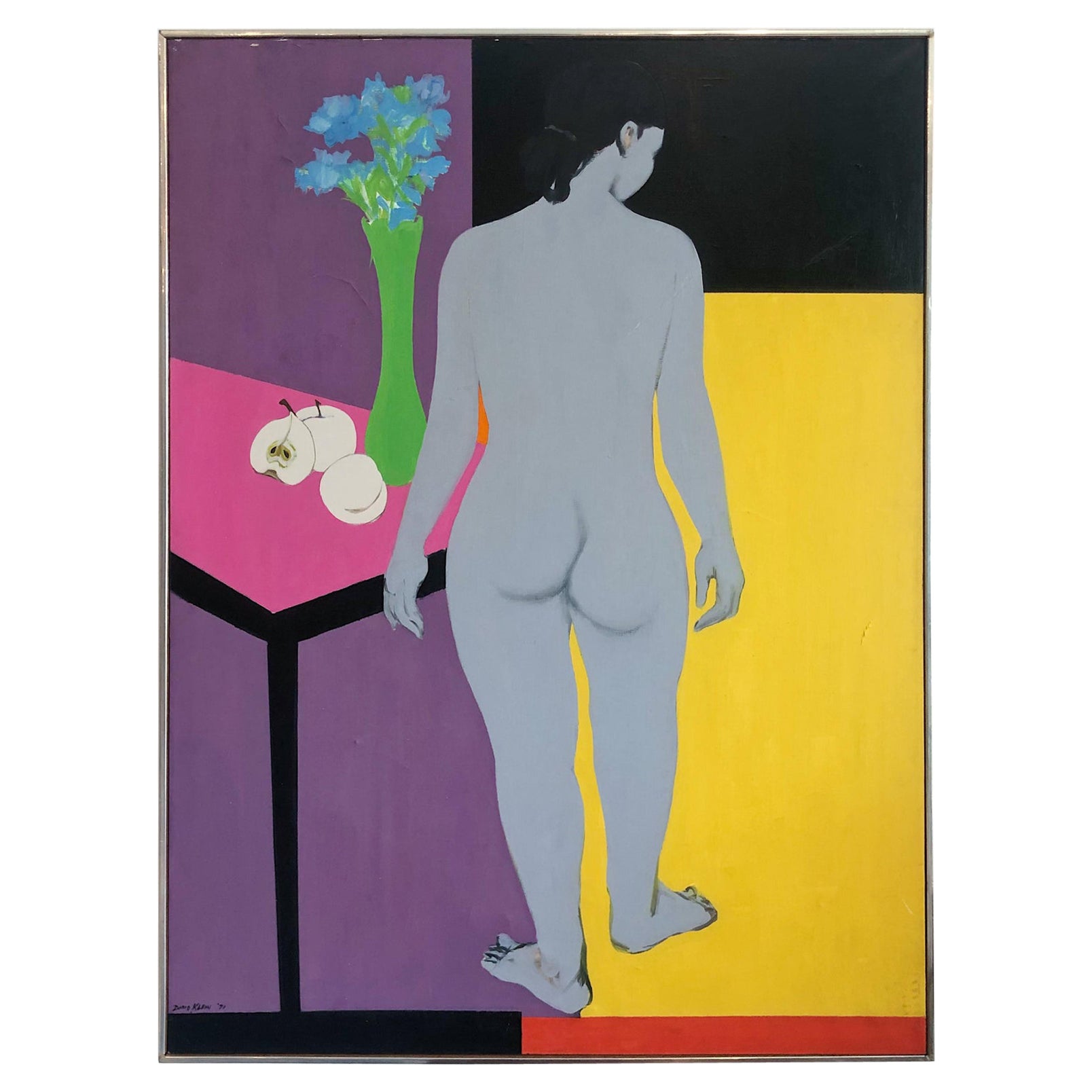 Doris Klein Oil on Canvas Abstract Female Figure and Still Life