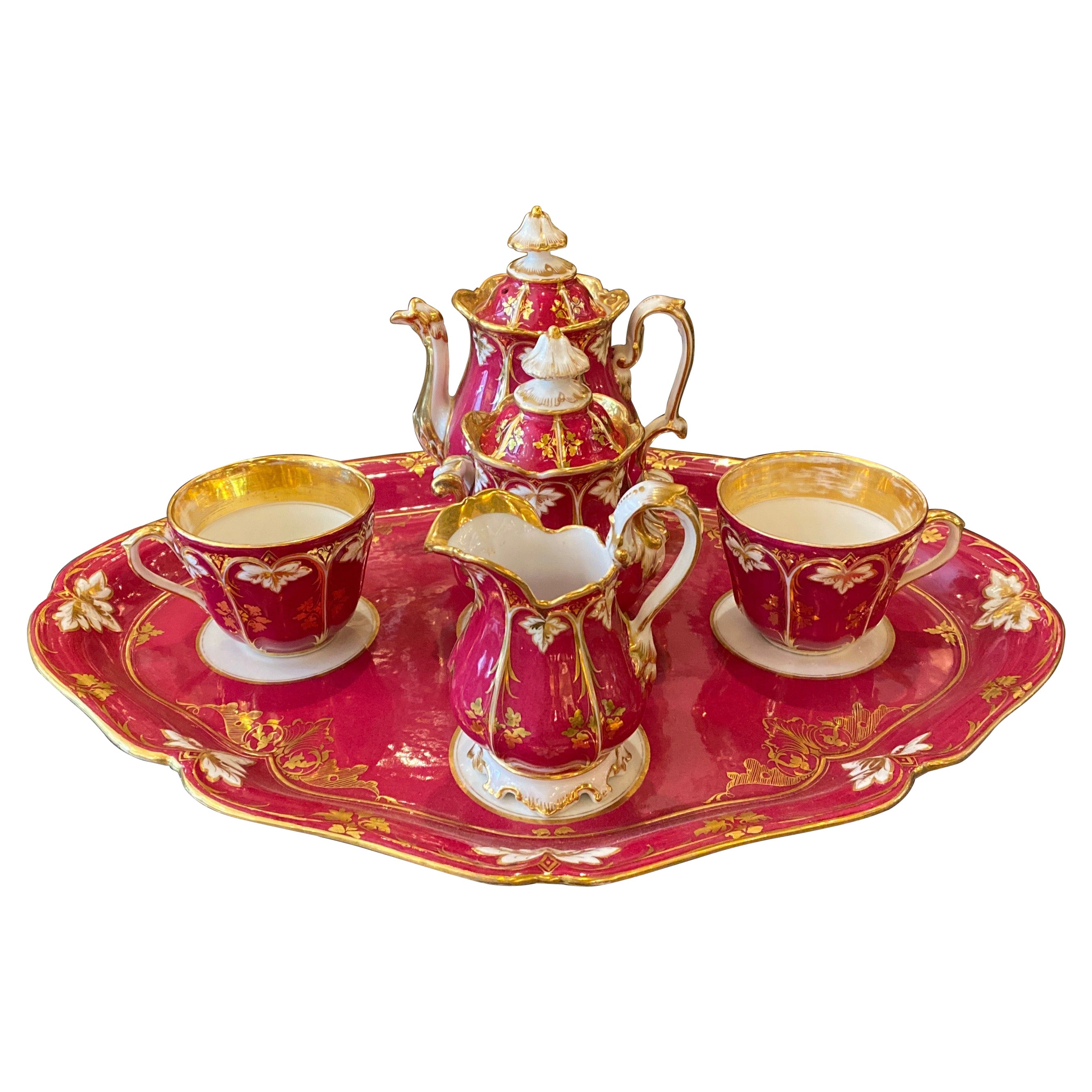 French Porcelain Tete a Tete Tea Set Circa 1875