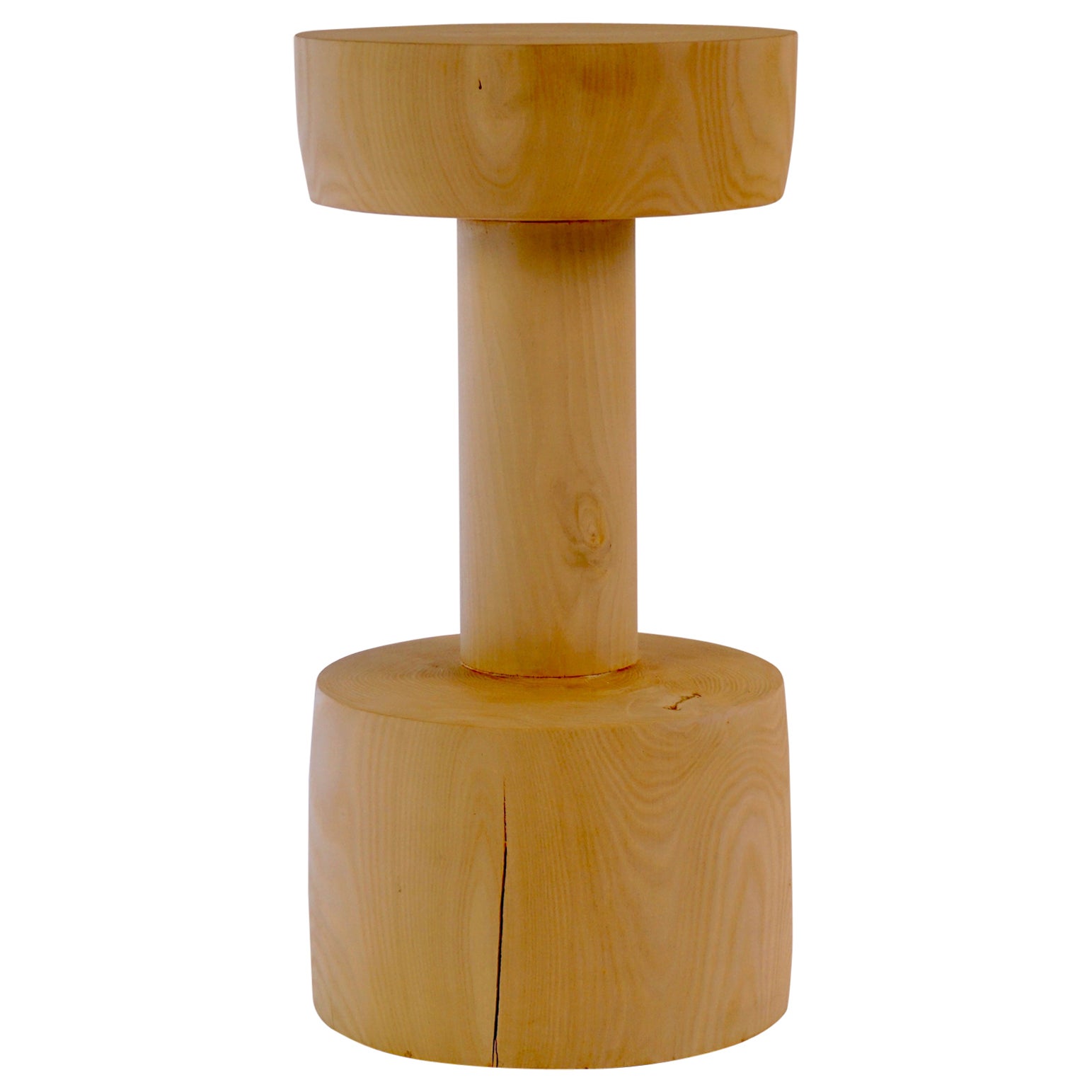 Turned Wooden Pedestal #14 in Bleached Catalpa For Sale