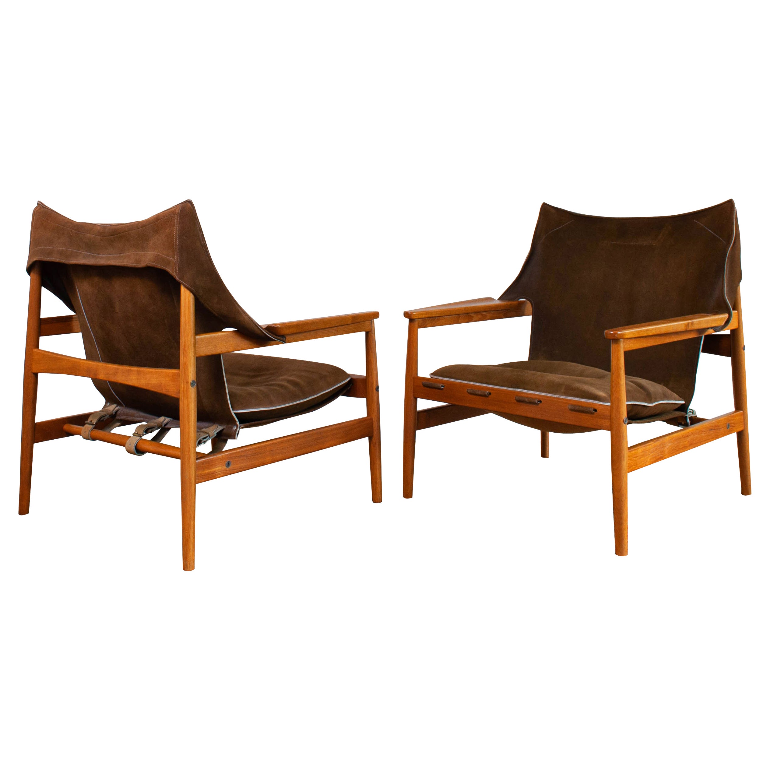 Pair of 1960's Mid Century Swedish "Kinna" Armchairs by Hans Olsen For Sale