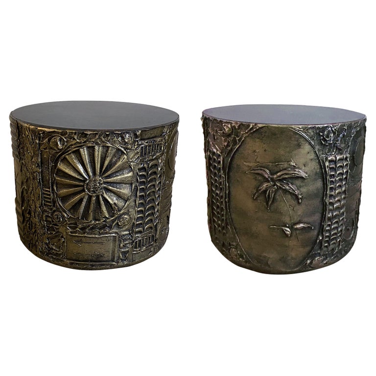 Pair of American Modern Drum Side Tables, Adrian Pearsall For Sale