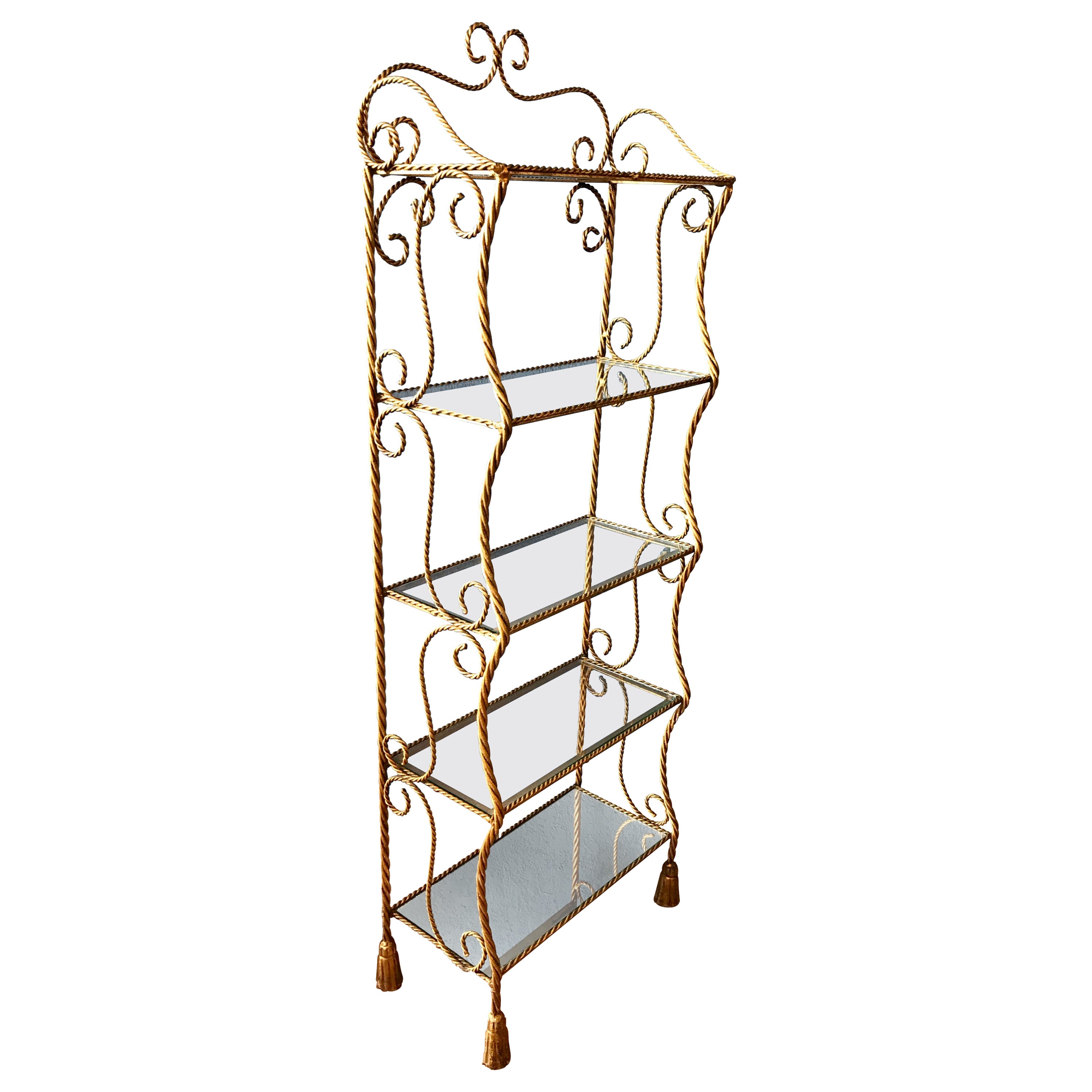 A Vintage Hollywood Regency Metal and Glass Etagere/Bookcase at 1stDibs
