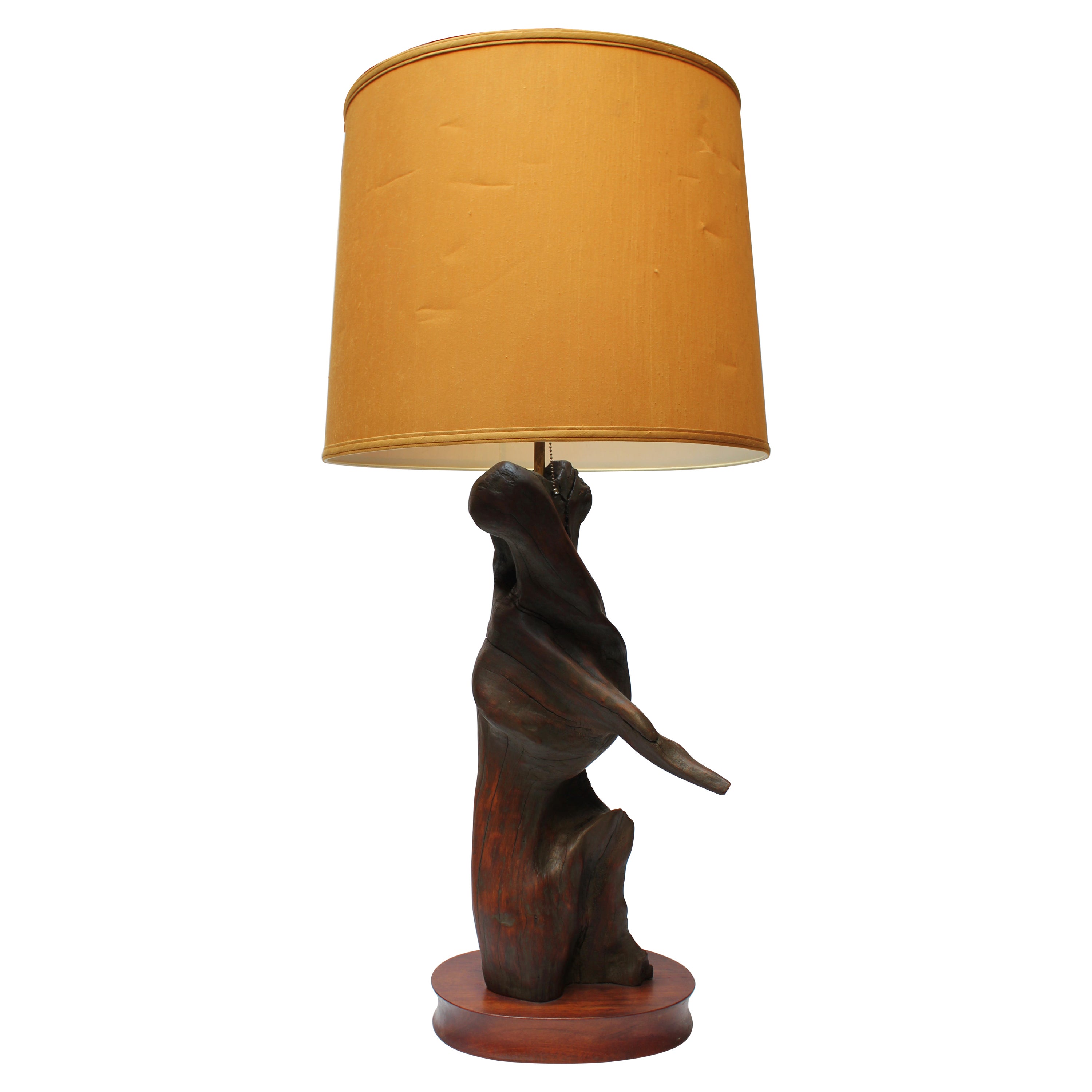 Substantial Driftwood Table Lamp on Mahogany Base For Sale