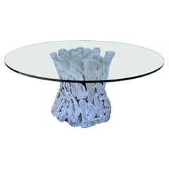 Natural Drfitwood Dining Table with Glass Top