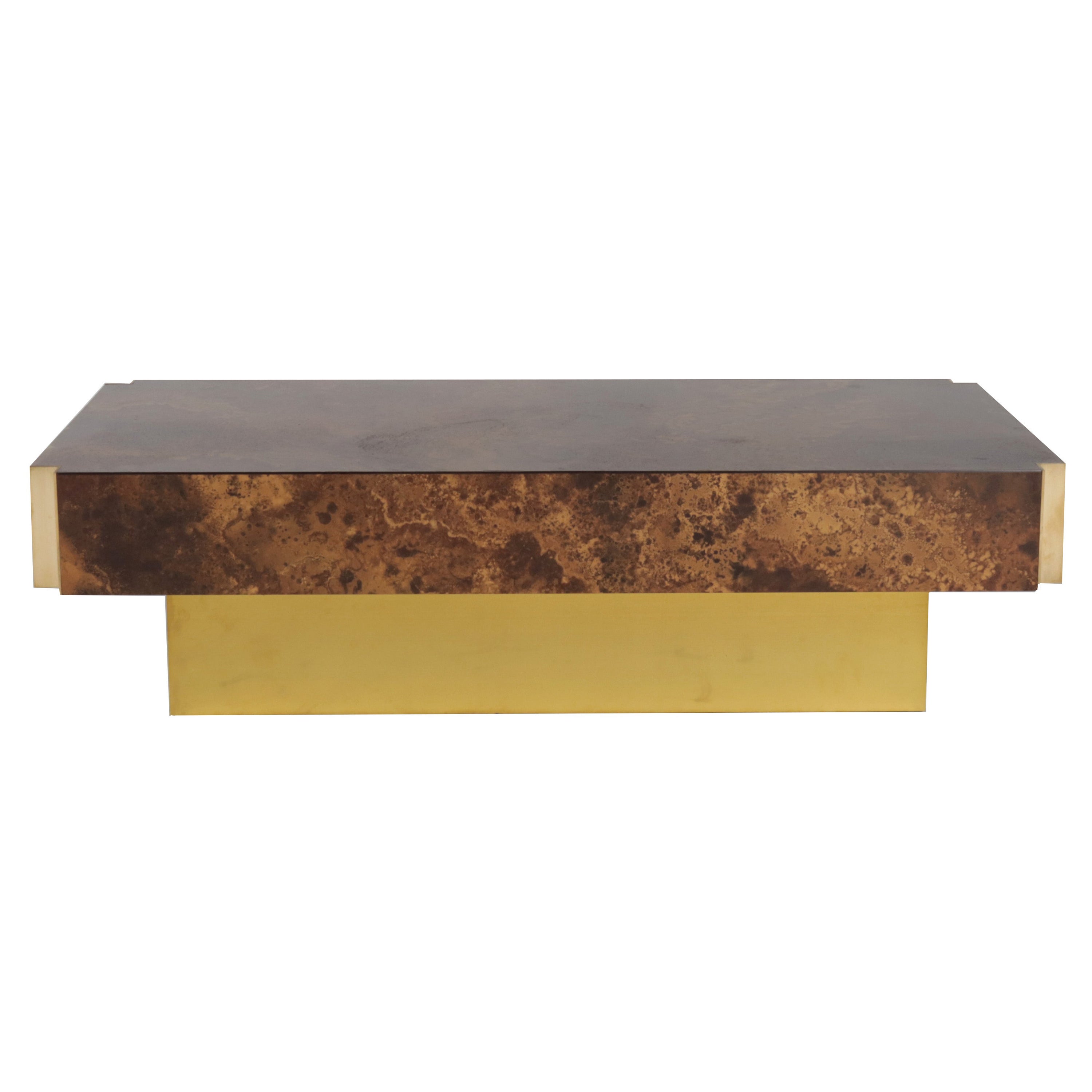 Gold Lacquer and Brass Maison Jansen Coffee Table, C. 1970