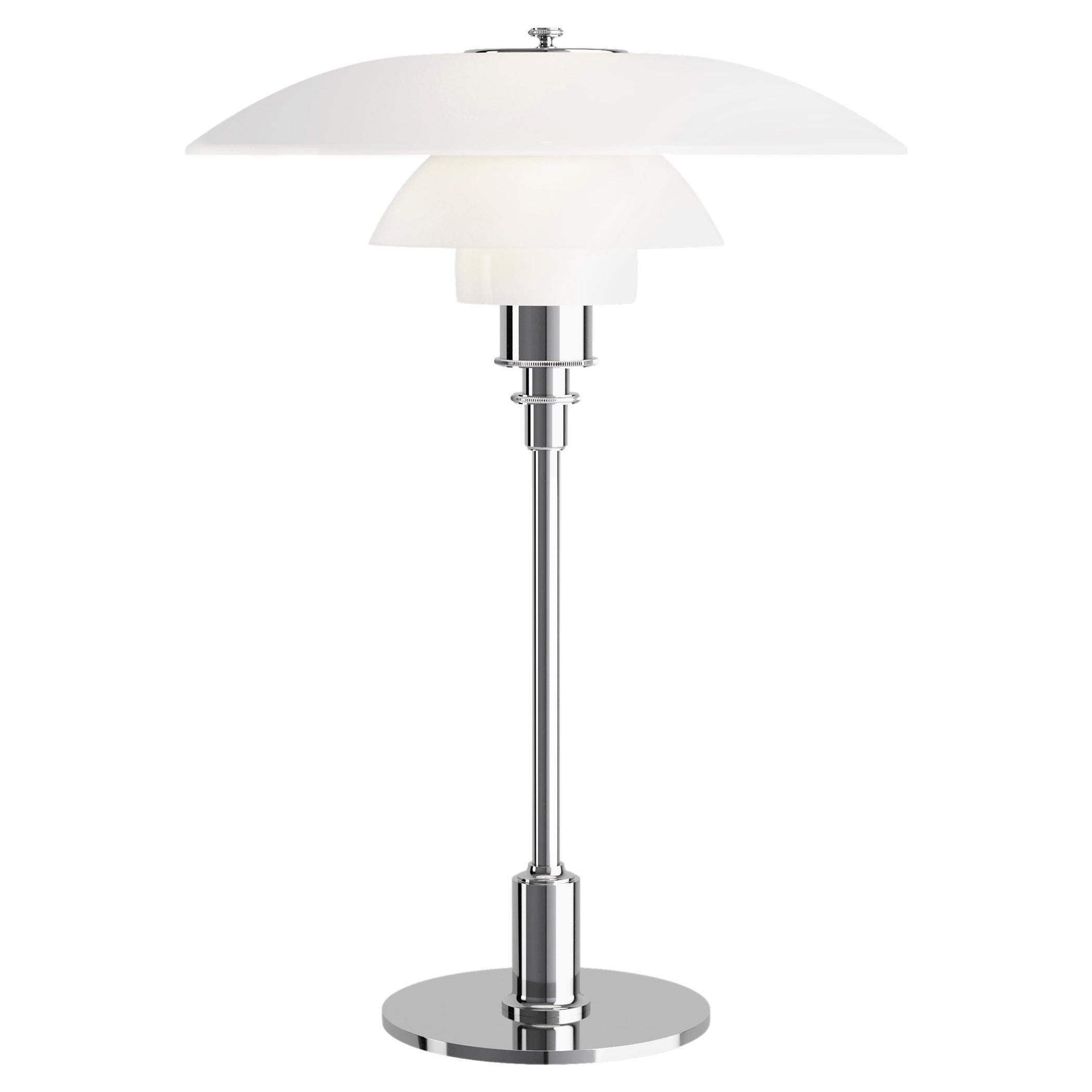 Lampada da tavolo "PH 3½-2½" di Poul Henningsen in cromo e vetro opalino per Louis Poulsen