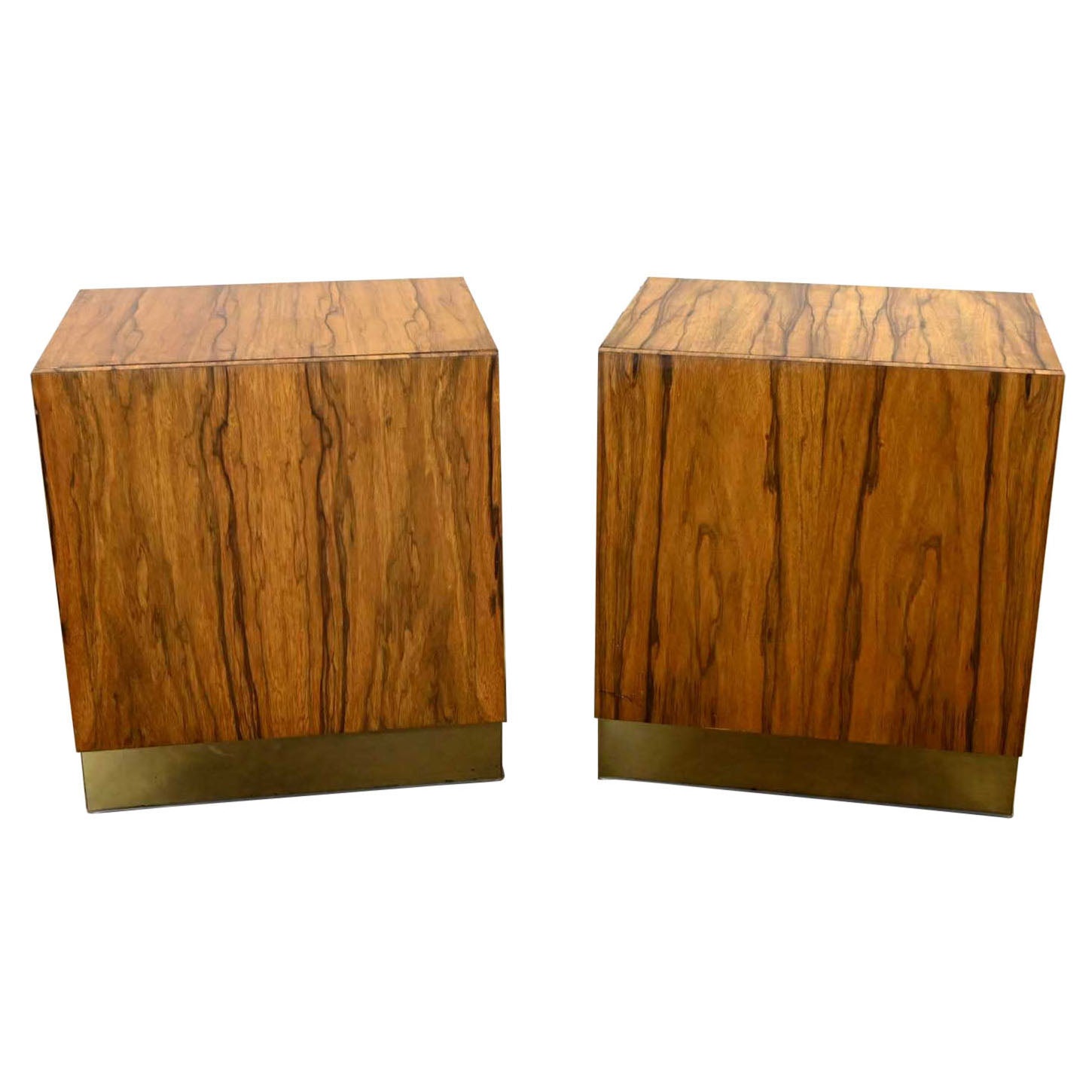 Vintage Modern Rosewood Pair Cube Nightstands by Milo Baughman for Thayer Coggin