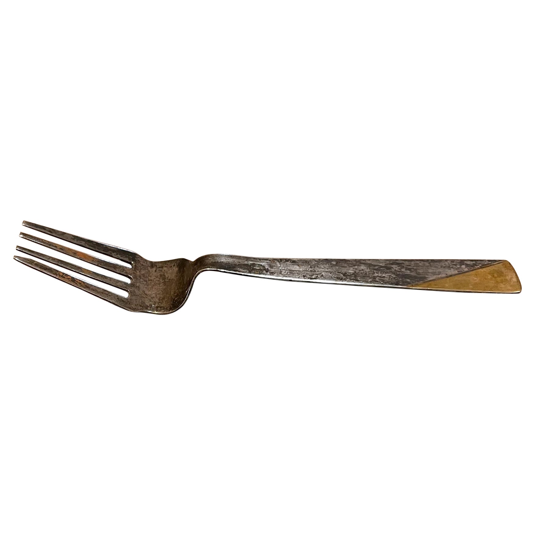 1960s Mexican Artisan Two Tone Grande Sculptural Silver-Plated Fork