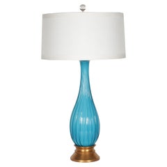 Blue Murano Glass Lamp Attributed to Hollywood Regency, c. 1950