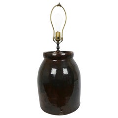 American Brown Glazed Jug/Crock Lamp