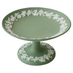 Antique Sage Green Wedgwood Small Tazza with White Overlay