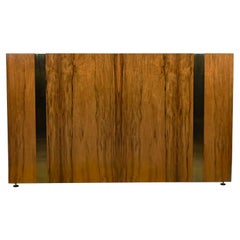 Milo Baughman Thayer Coggin Vintage Modern Queen Rosewood Brass Plate Headboard