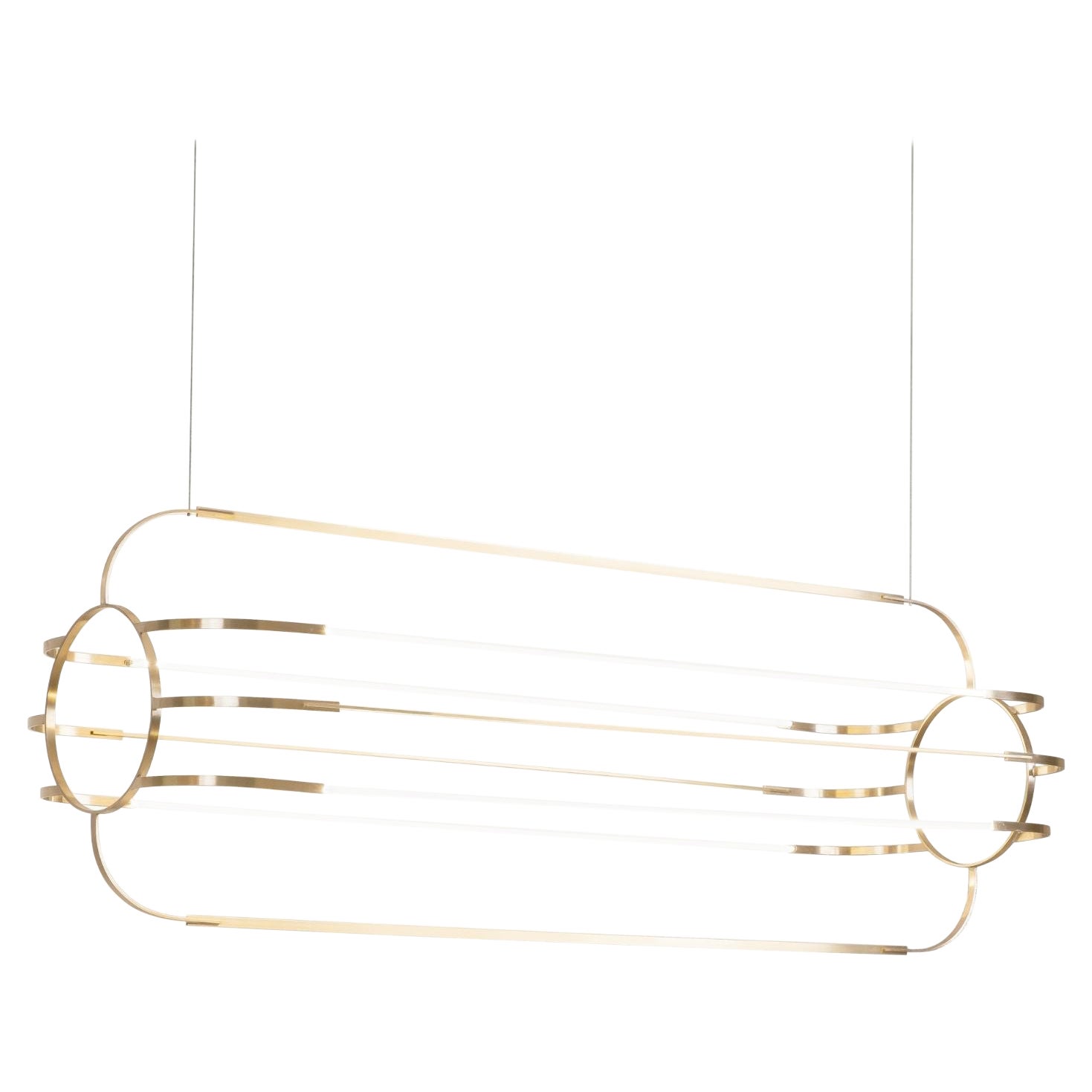 Grande lampadario scultoreo in ottone di Daniel Becker 'Charlotte' per Moss Objects in vendita