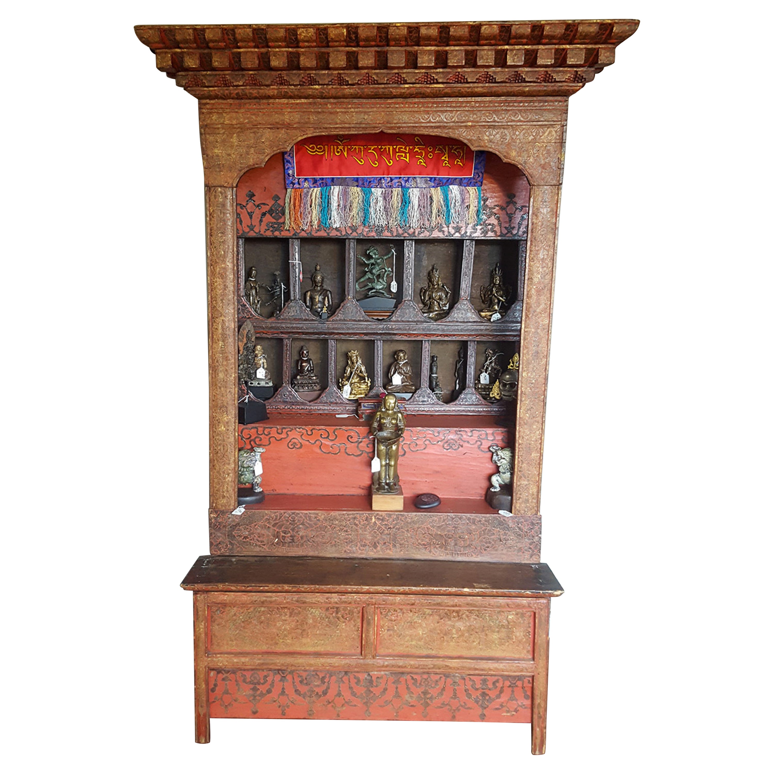 Antiker tibetischer Altar aus dem 17. bis 19. Jahrhundert, 8193