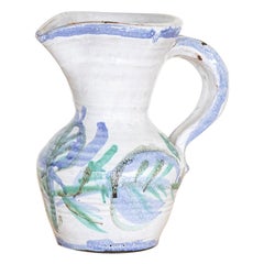 Vintage French Painted Ceramic Pitcher 