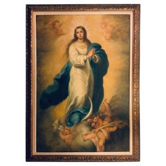 Vintage The Assumption Of The Virgin Mary Oil Painting