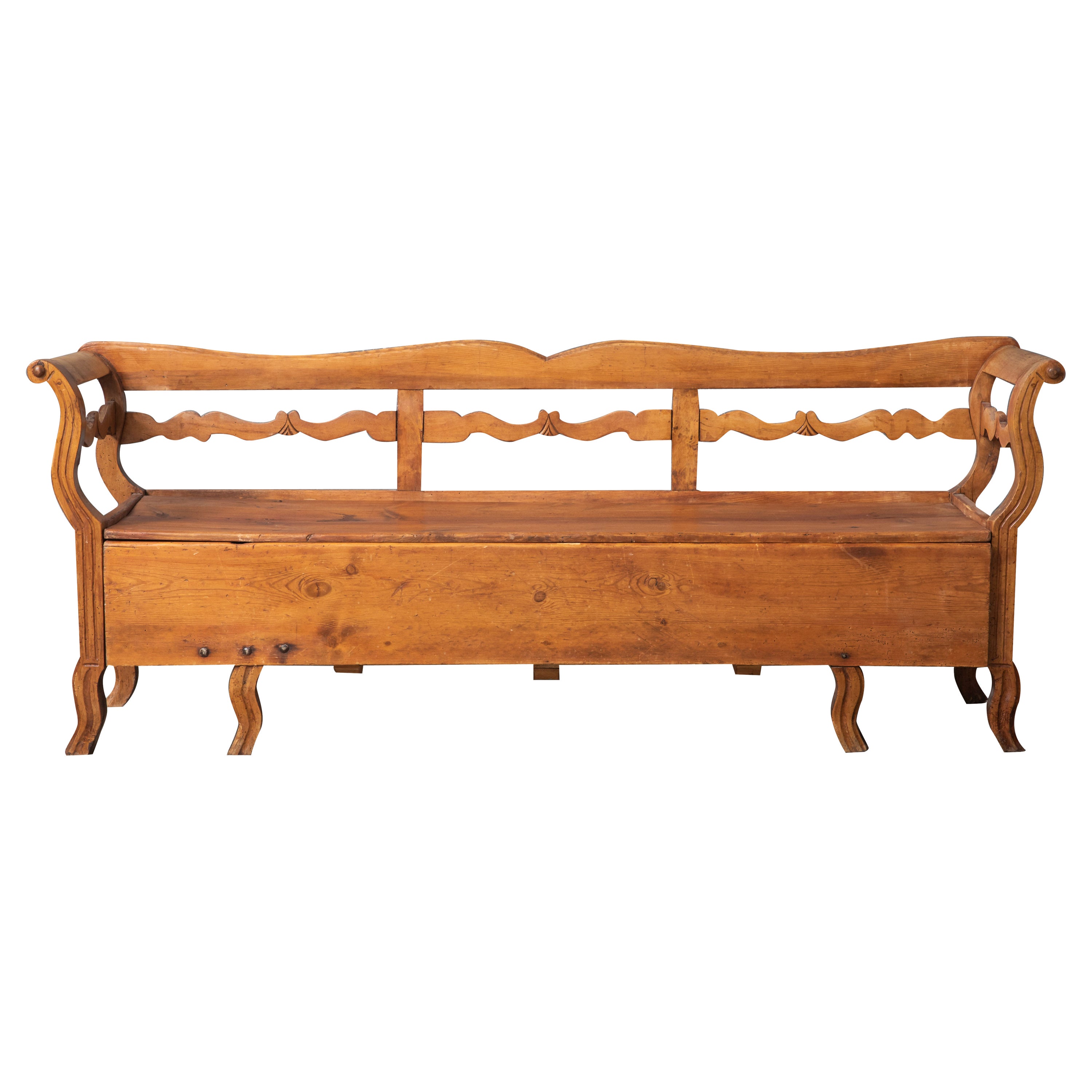 Swedish Country Style Pine Bench 19th Century