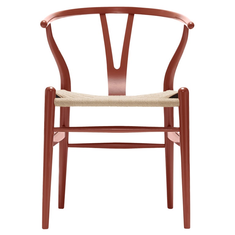 CH24 Wishbone Chair in Red Brown with Natural Papercord Seat by Hans Wegner  For Sale at 1stDibs | red wishbone chair