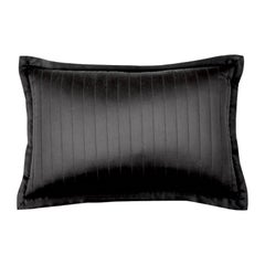 Channeled Silk Charmeuse Black Boudoir Pillow Sham, Flanged, Zip