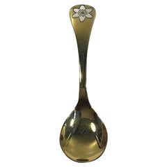 Vintage Georg Jensen Annual Spoon 1993 in Gilded Sterling Silver with Enamel