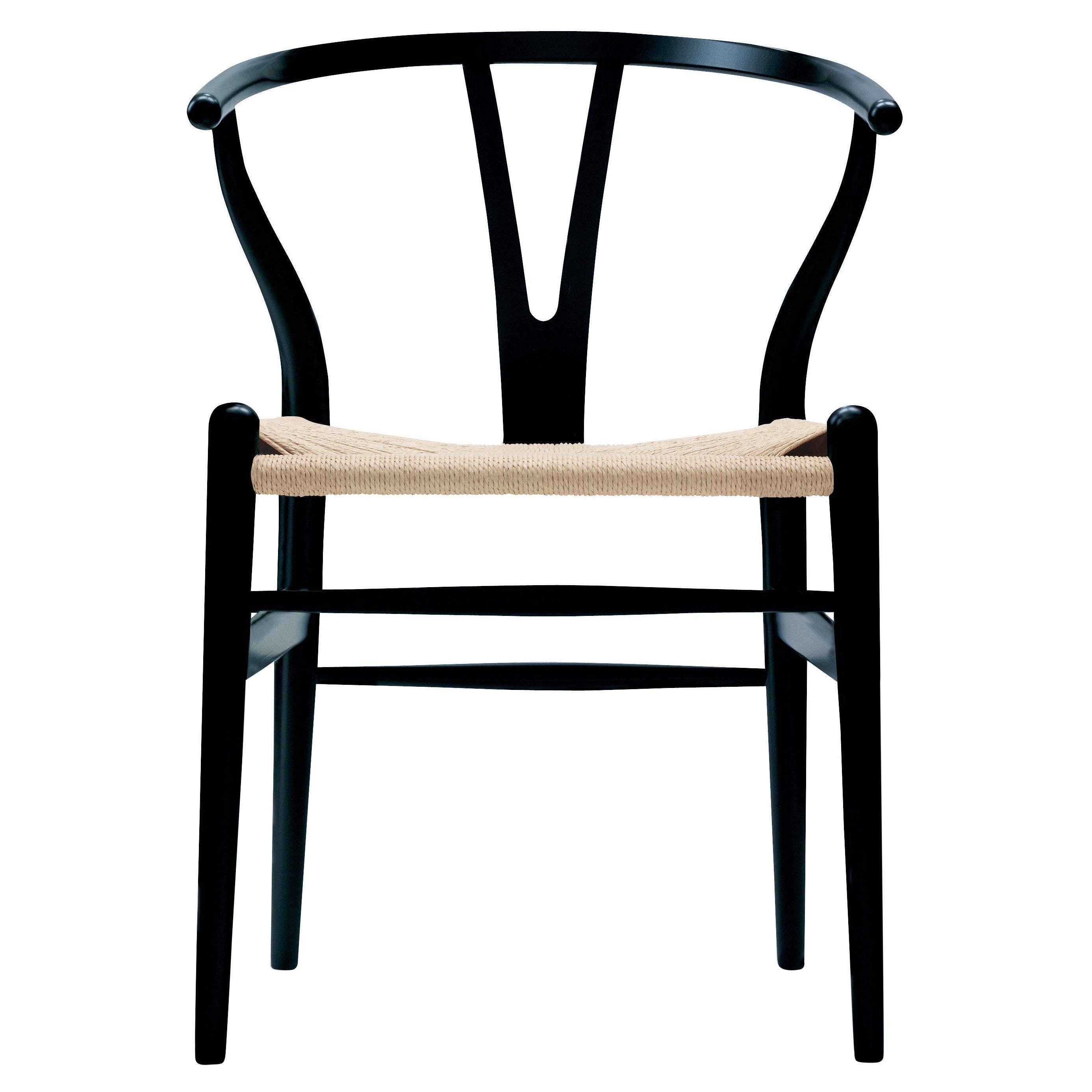 CH24 Wishbone Chair in Anthracite Gray and Natural Papercord Seat by