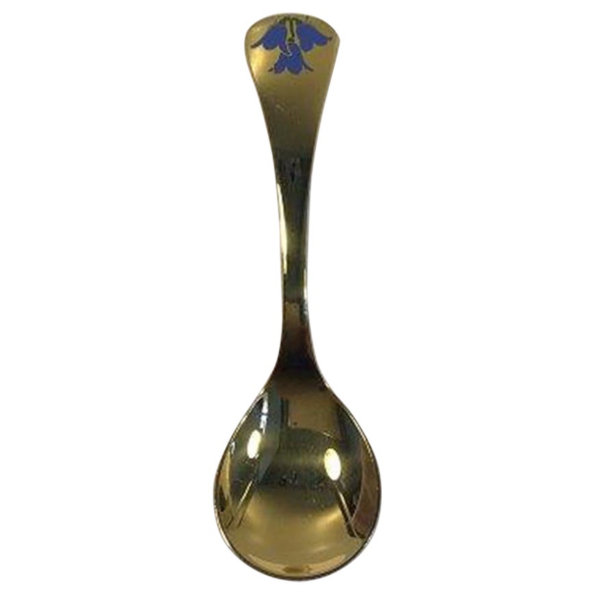 Georg Jensen Annual Spoon 1990 Gilded Sterling Silver with Enamel For Sale