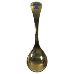 Vintage Georg Jensen Annual Spoon 1990 Gilded Sterling Silver with Enamel