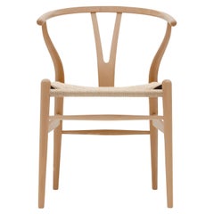 CH24 Wishbone Chair in Beech Lacquer with Natural Papercord Seat by Hans Wegner