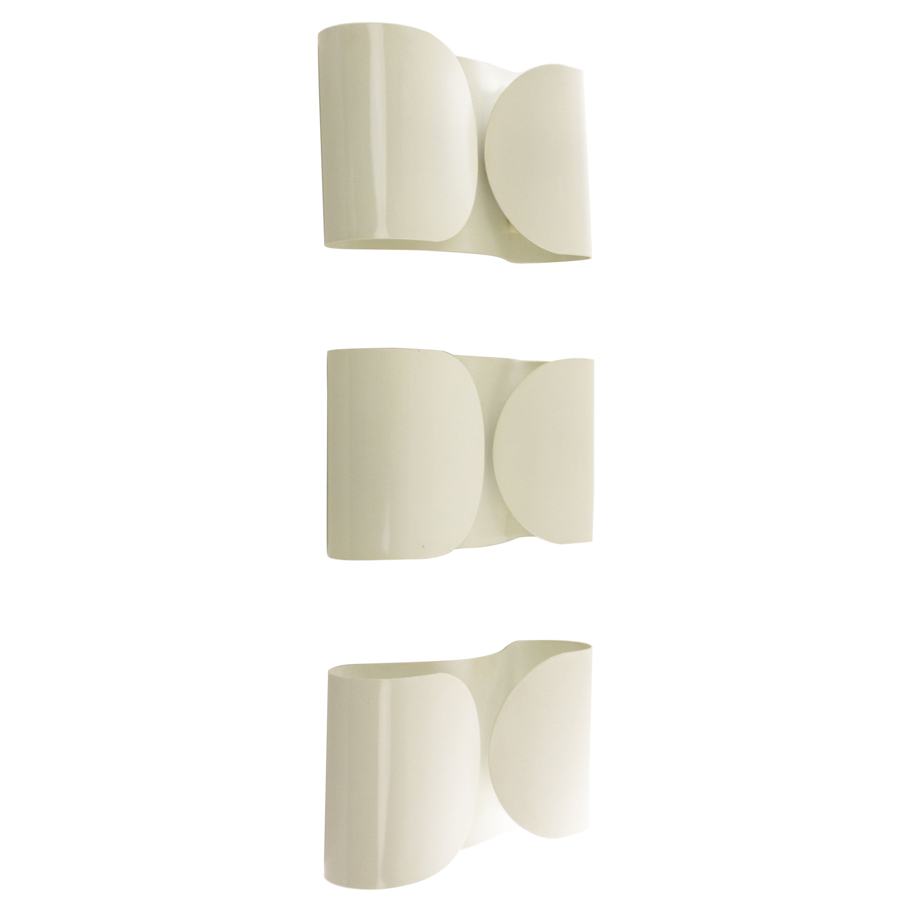 Set of Three White Foglio Wall Lamps by Tobia Scarpa for Flos, 1960s