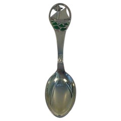 Grann & Langlye Sterling Slver with Enamel Christmas Spoon 1946