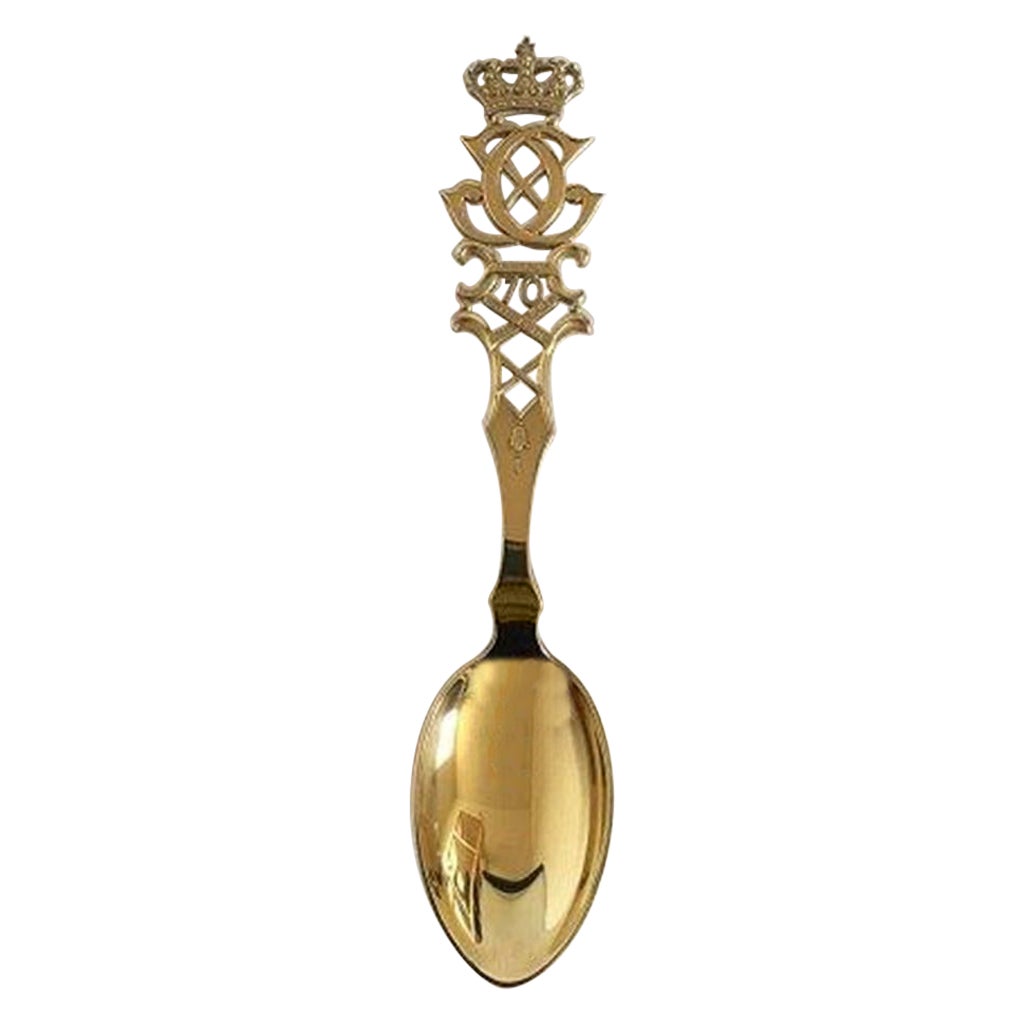 Anton Michelsen Commemorative Spoon in Gilded Sterling Silver from 1940 For Sale