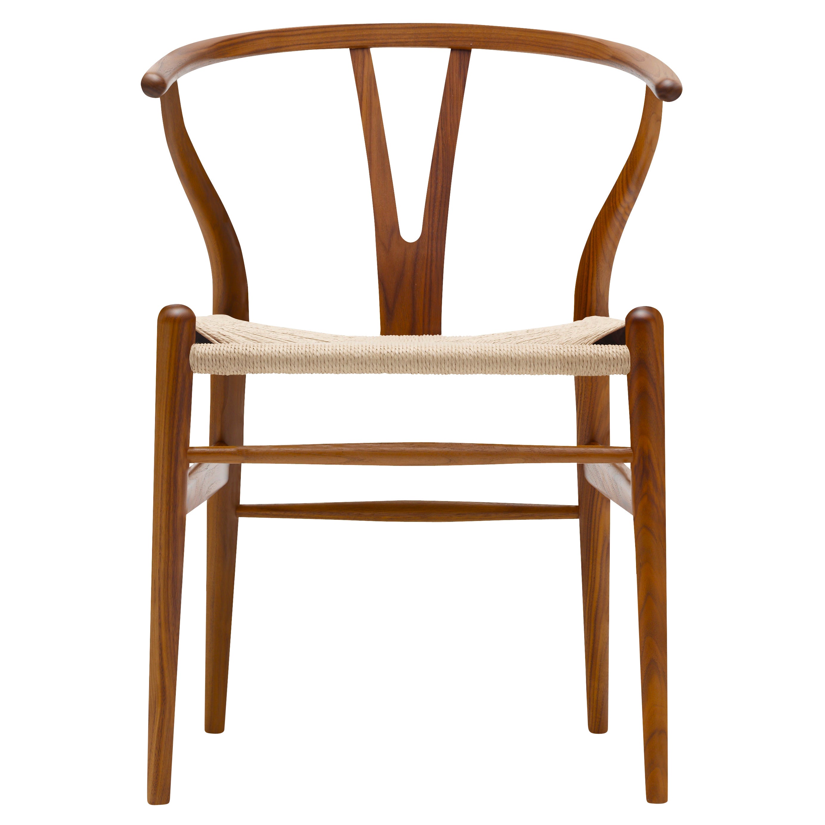 CH24 Wishbone Chair in Walnut Lacquer with Natural Papercord Seat by Hans Wegner