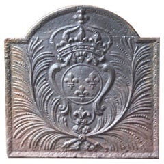 Plaque de cheminée française ancienne Louis XV, 18ème siècle