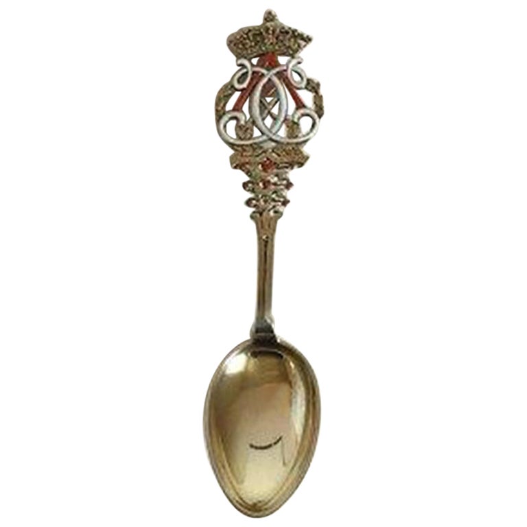 Anton Michelsen Commemorative Spoon in Gilded Sterling Silver from 1937 For Sale