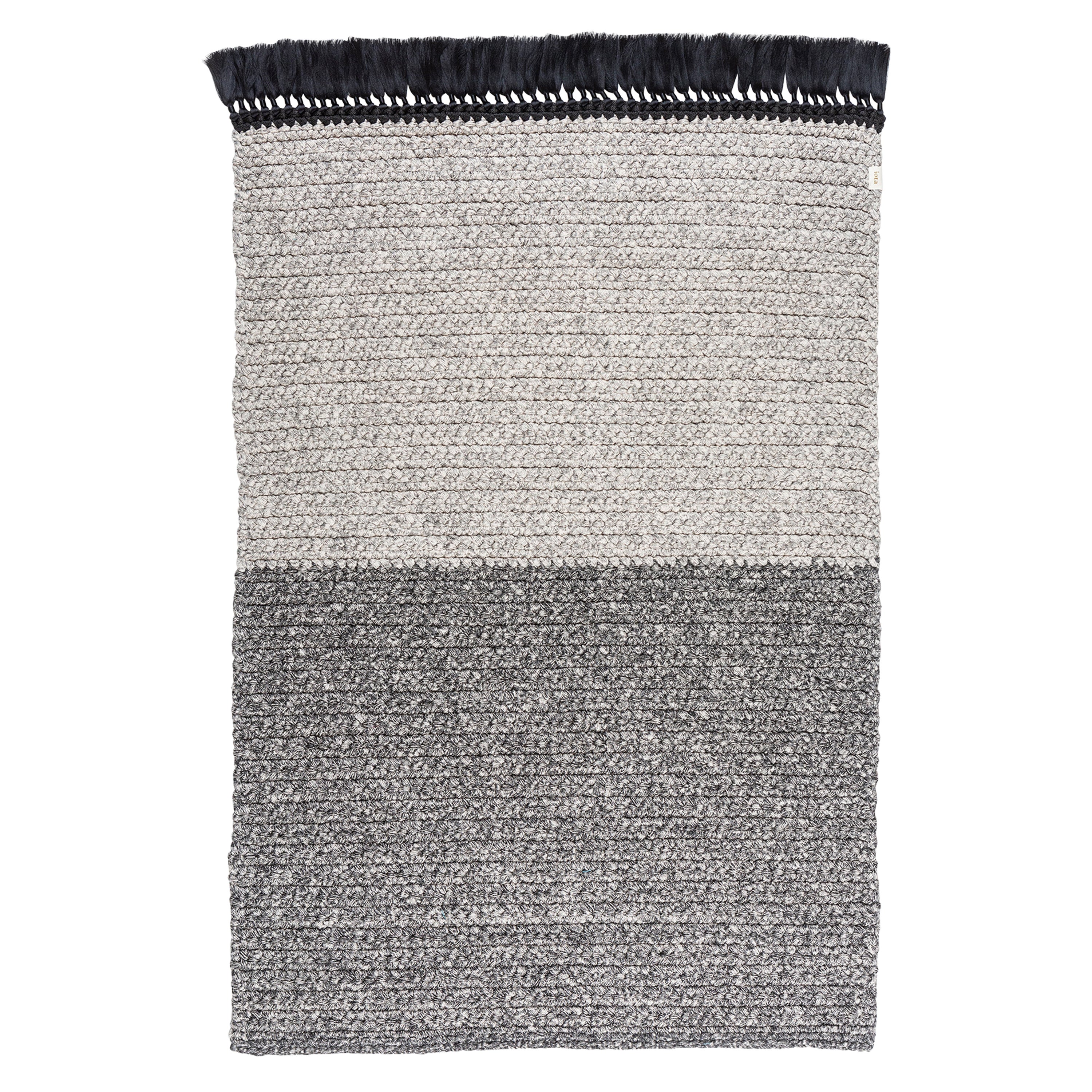 Grey and Gold Handmade Crochet Cotton and Polyester Thick Luxurious