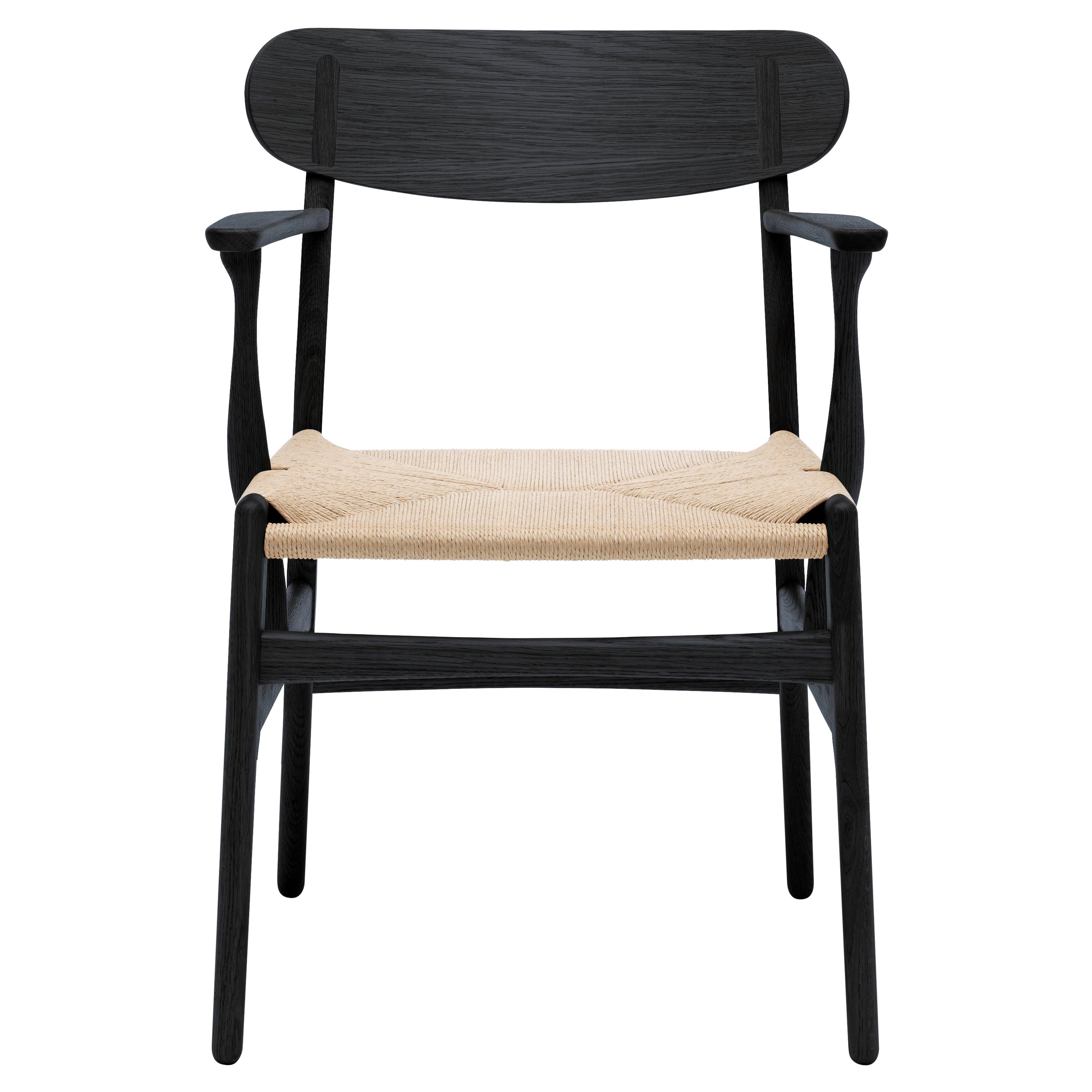 CH26 Dining Chair in Oak Painted Black & Natural Papercord by Hans J. Wegner