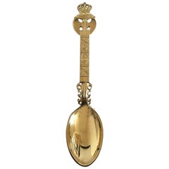 Anton Michelsen Commemorative Spoon in Gilded Sterling Silver from 1915