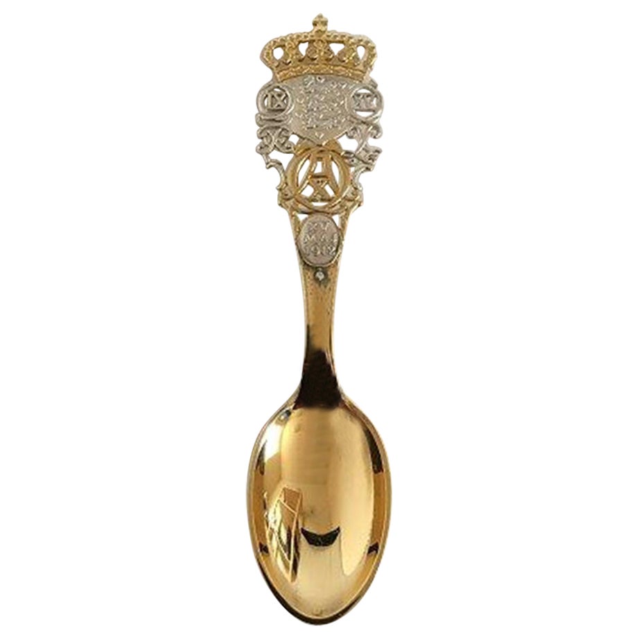 Anton Michelsen Commemorative Spoon in Gilded Sterling Silver from 1912 For Sale