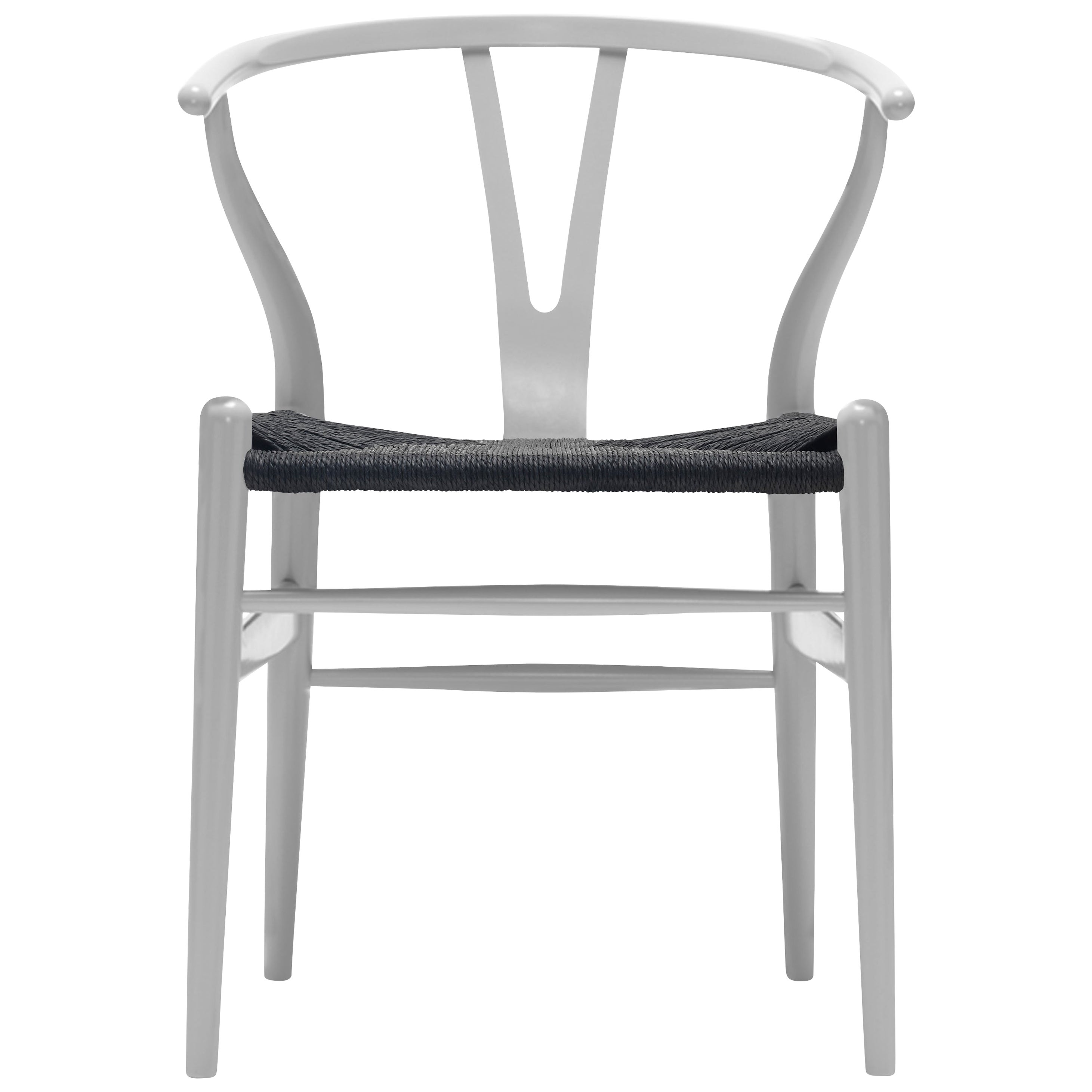 CH24 Wishbone Chair in Silver Gray with Black Papercord Seat by Hans Wegner