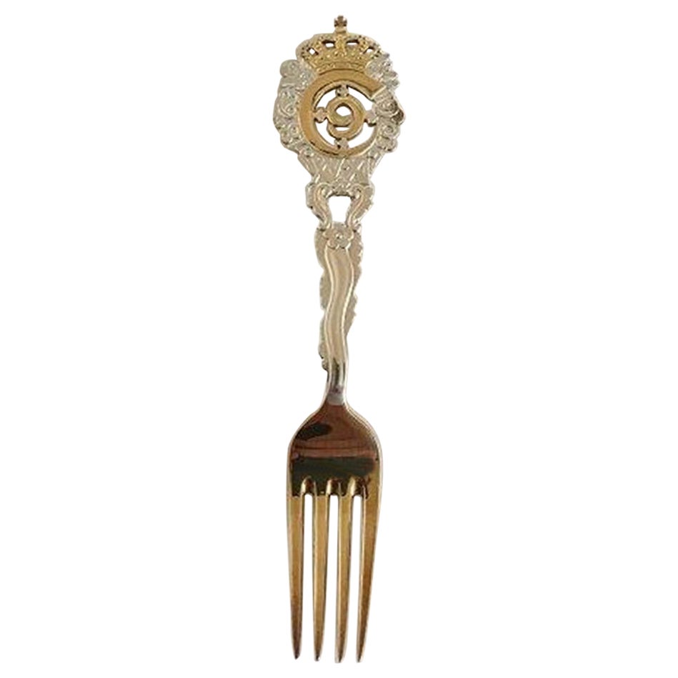 Anton Michelsen Commemorative Fork in Gilded Sterling Silver from 1903 For Sale