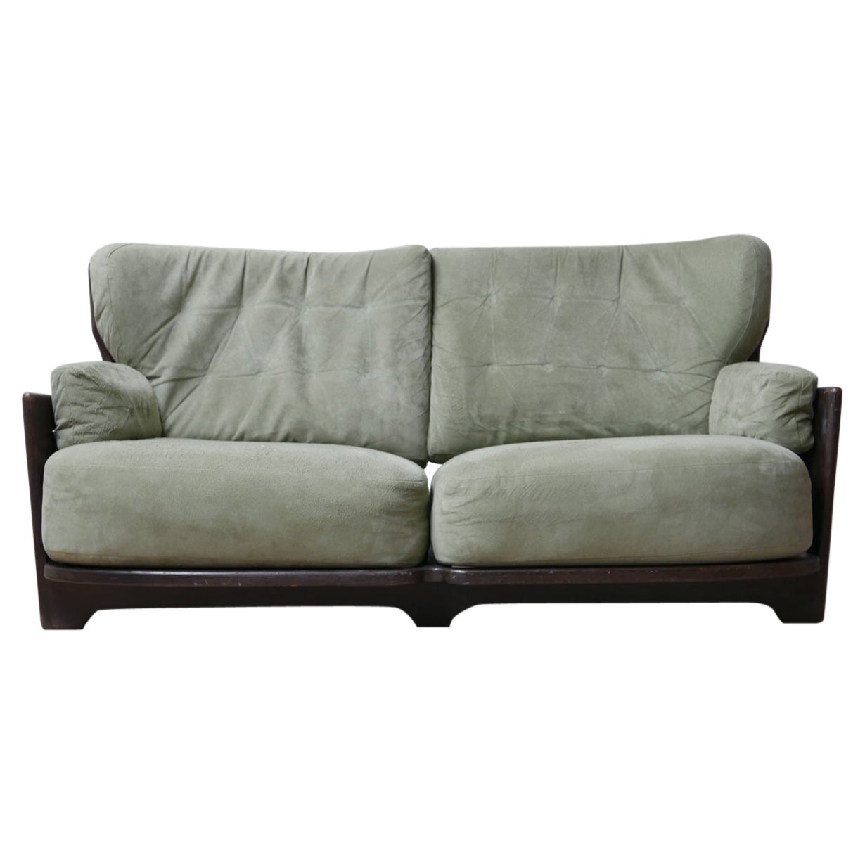 Eboinsed Oak Guillerme et Chambron French Mid-Century 'Denis' Two Seater Sofa
