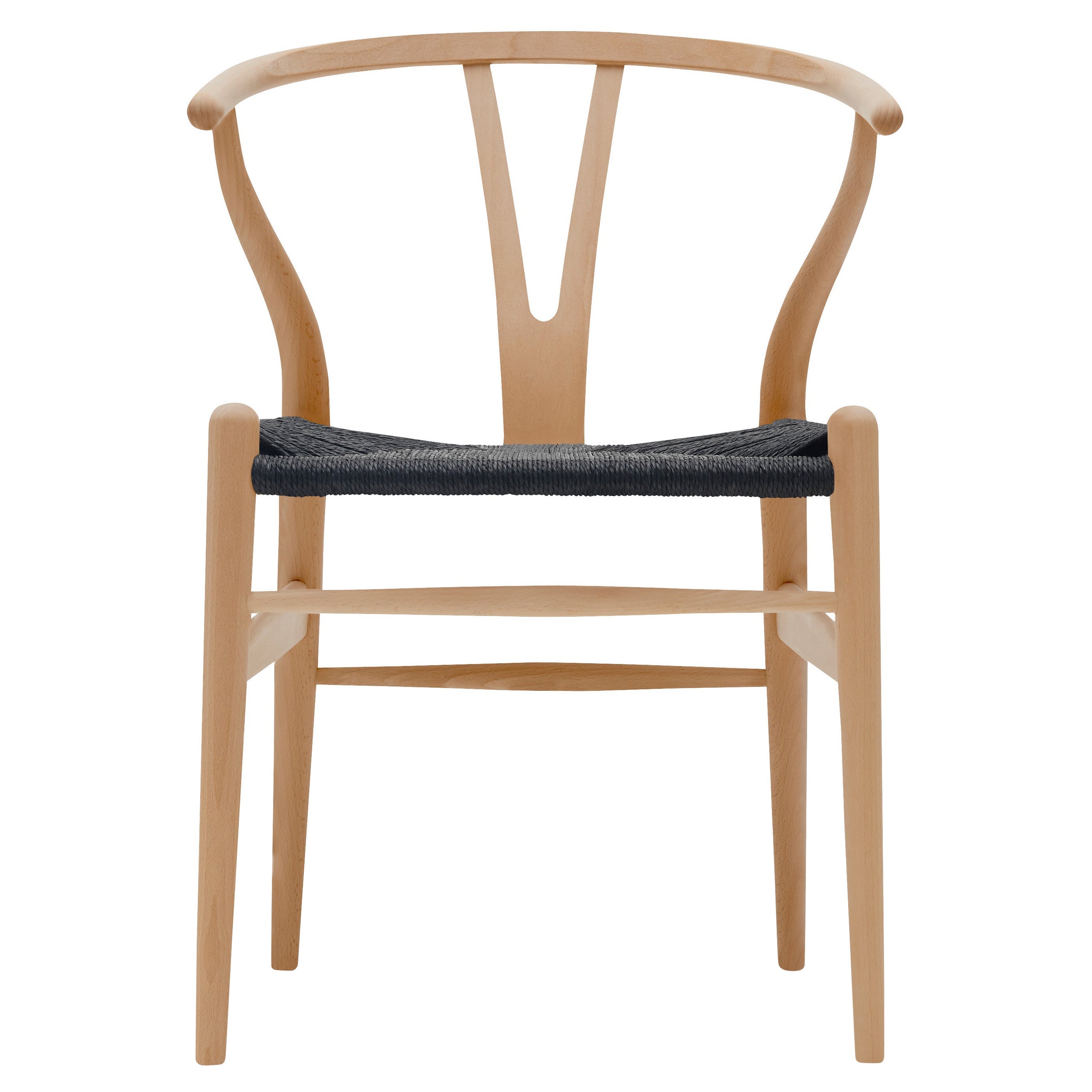 CH24 Wishbone Chair in Beech Lacquer with Black Papercord Seat by Hans J. Wegner