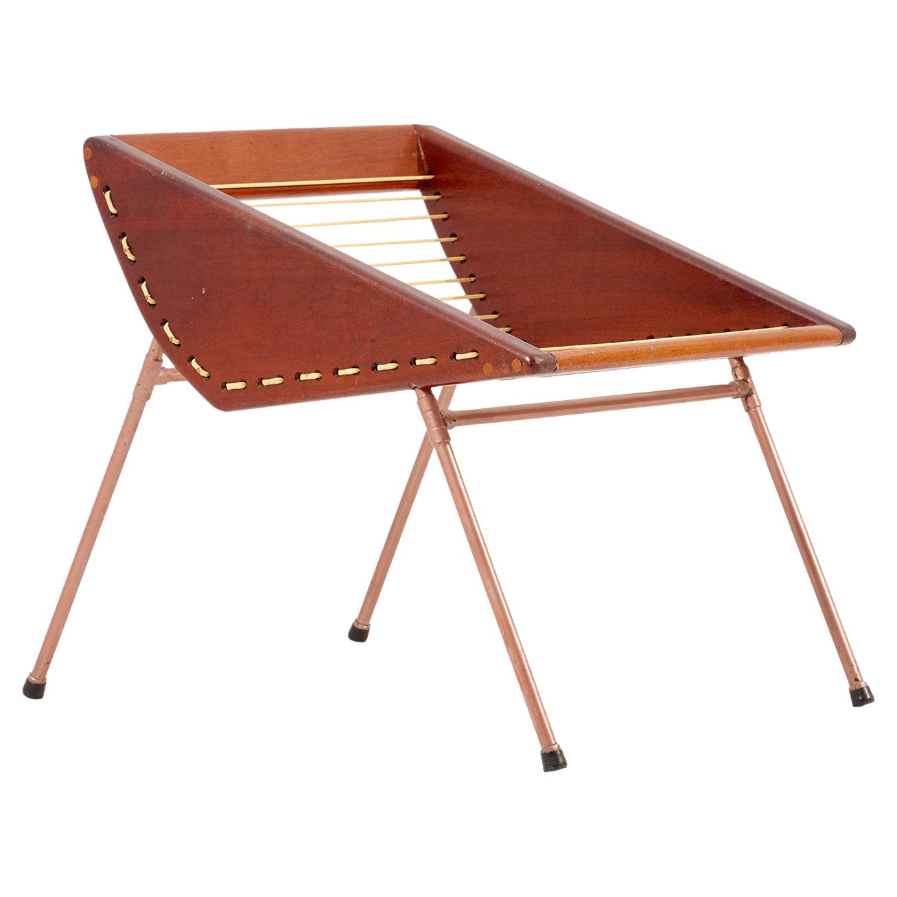 Unique Diy Studio Stool with Copper Pipes and Webbing, USA, 1960s