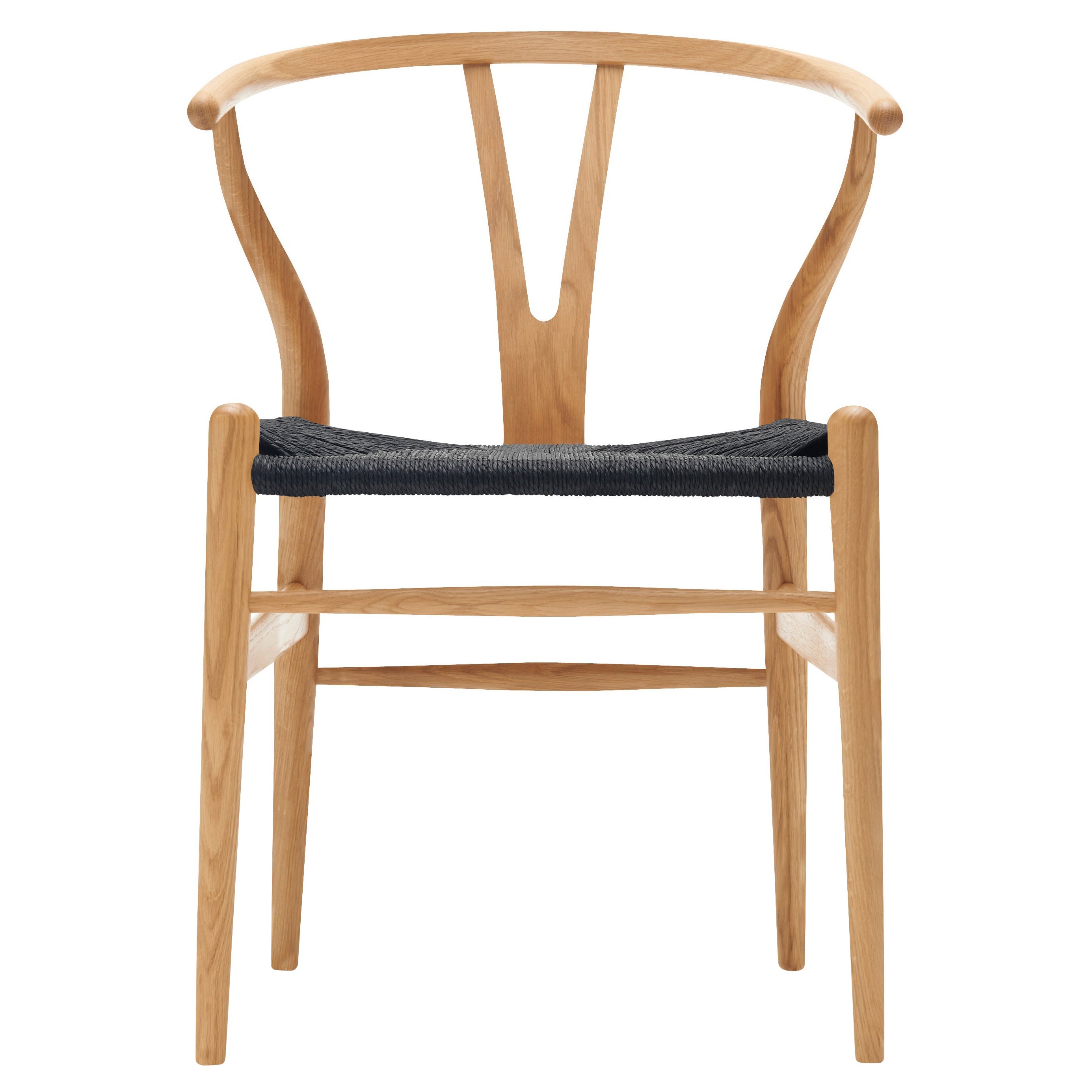 CH24 Wishbone Chair in Oak Oil with Black Papercord Seat by Hans J. Wegner