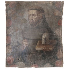 Naive School Oil Painting of a Monk, 17th Century