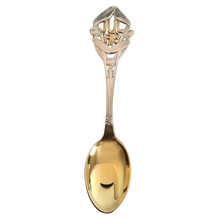 Anton Michelsen Christmas Spoon 1918 in Gilded Sterling Silver For Sale