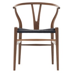 CH24 Wishbone Chair in Oak Smoked Stain with Black Papercord by Hans J. Wegner